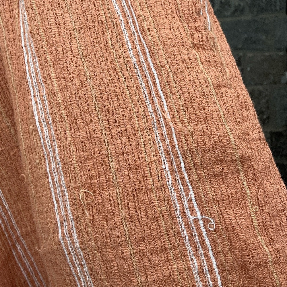 Billabong New Waves Smocked High-Waist Copper Color Striped Pants Soft & Flowing - Picture 12 of 12